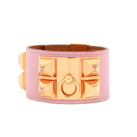 hermes collier de chien leather bracelet|pink hermes bangle.